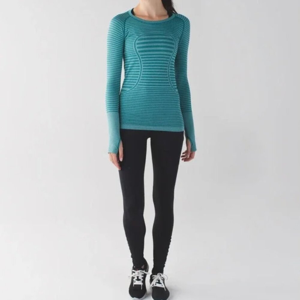 Lululemon Swiftly Tech Long Sleeve Shirt Pacific Breeze Teal Women Size 6